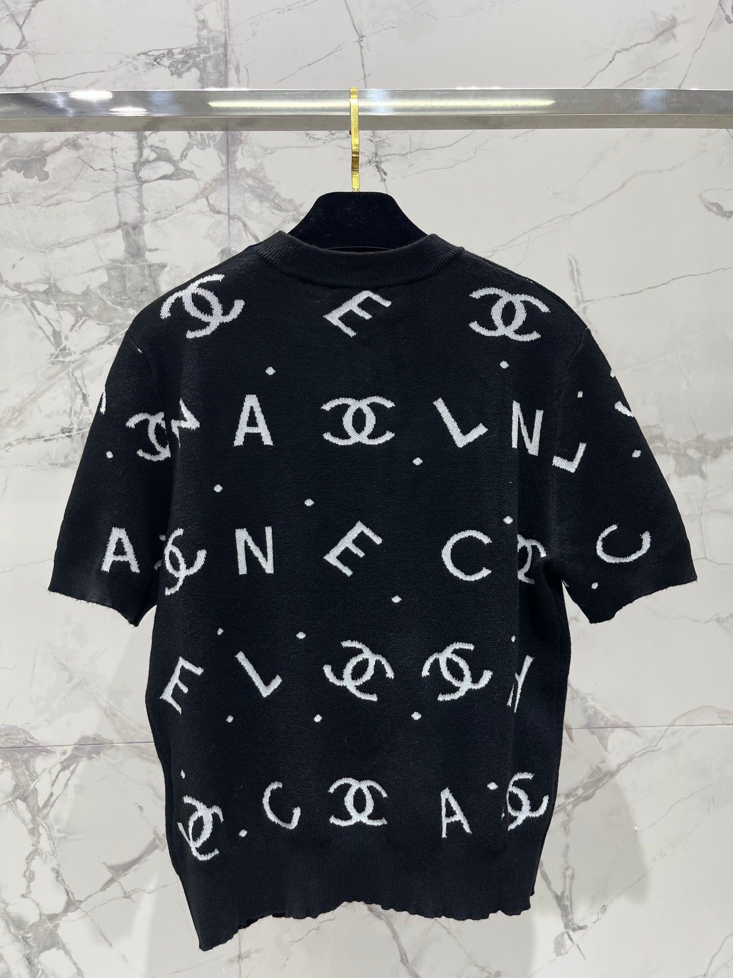 2026 New Printed Letter Knit Short-Sleeve T-Shirt