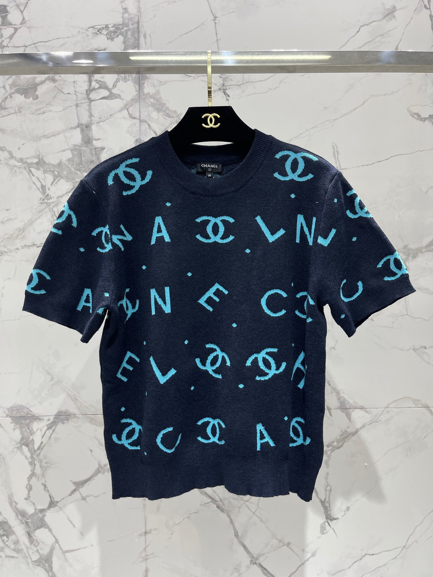 2026 New Printed Letter Knit Short-Sleeve T-Shirt