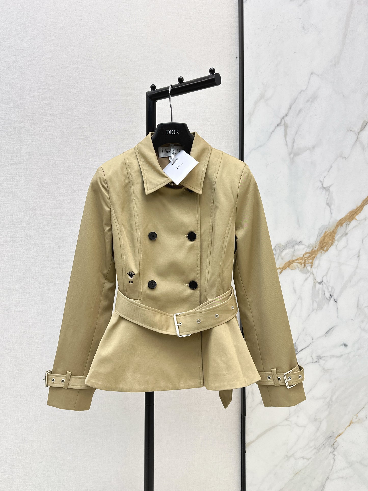 2026 New Style Bee Embroidered Trench Coat