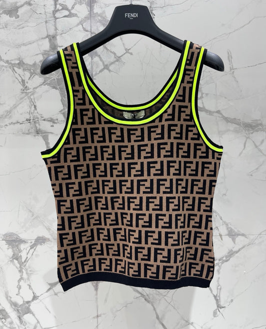 26 New Jacquard U-Neck Letter Vest