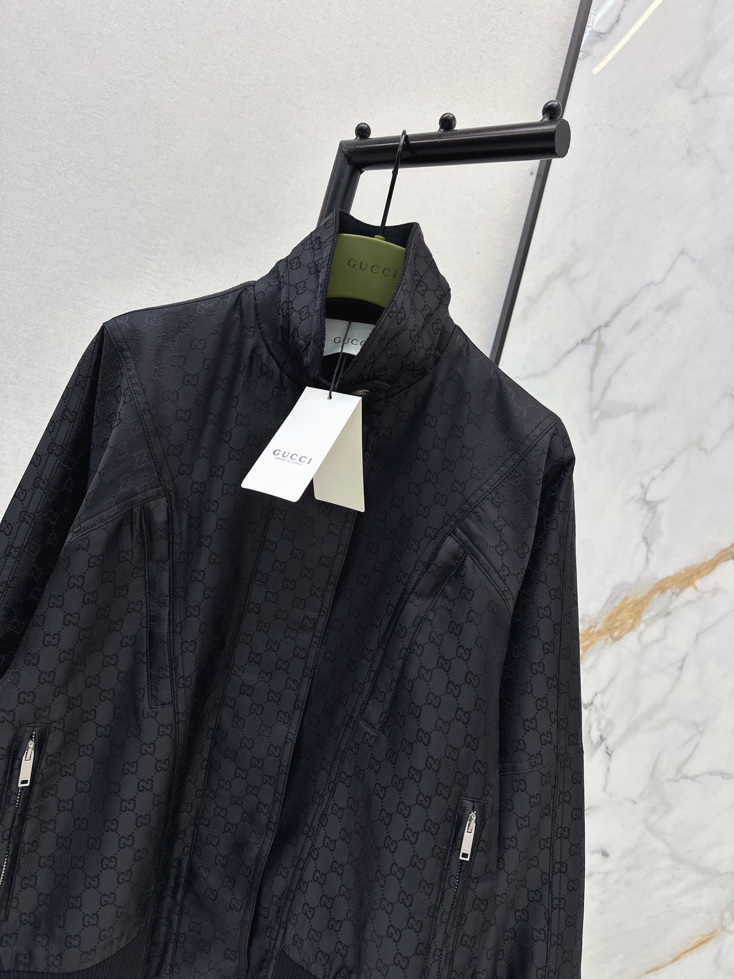 26 New Logo Jacquard Fabric Stand Collar Jacket