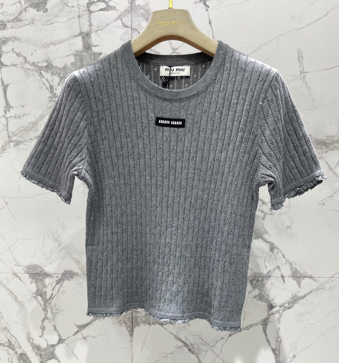 26 New Style Ribbed Knit Sweater with Lace Trim
