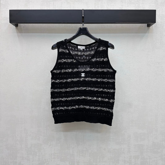 26SS Wave Pattern Hollow-Out Knitted Vest