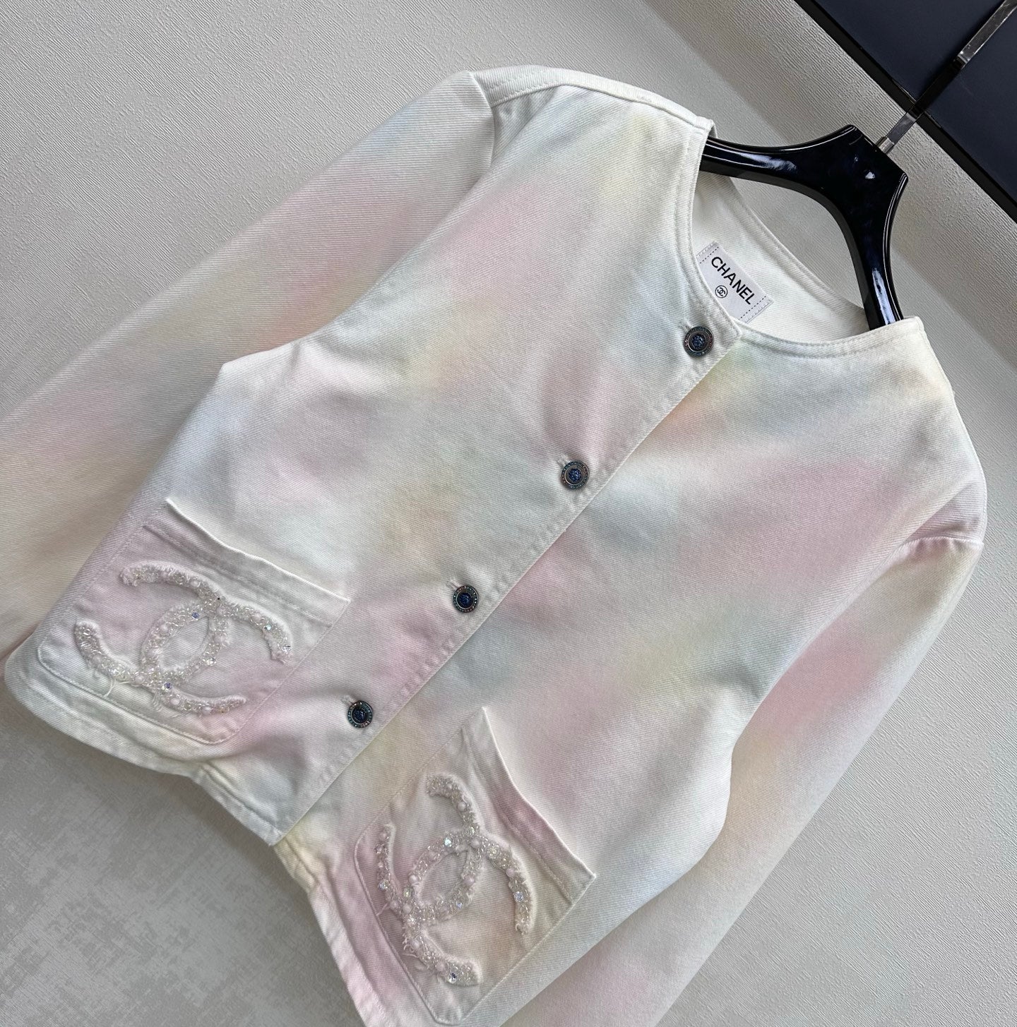 26SS tie-dye beaded denim jacket