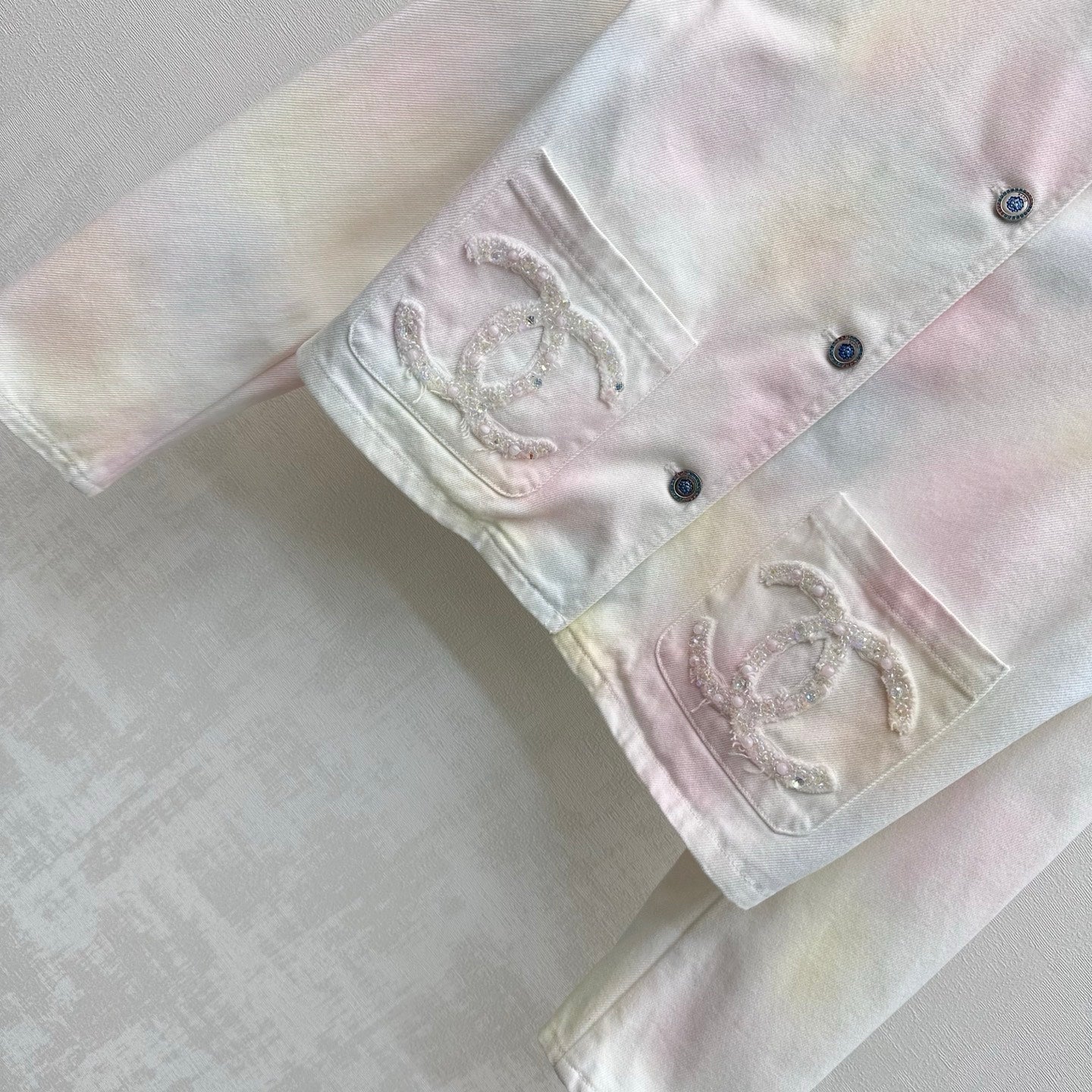 26SS tie-dye beaded denim jacket