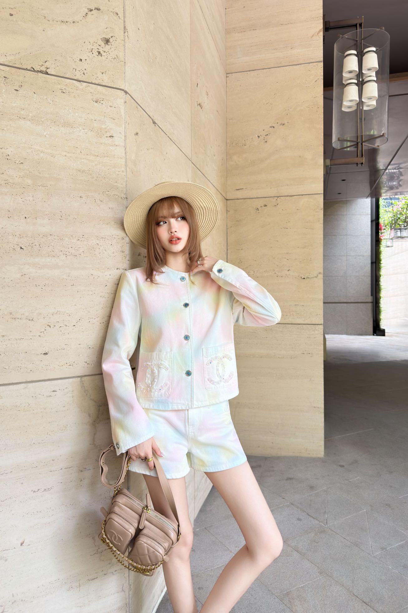 26SS tie-dye beaded denim jacket