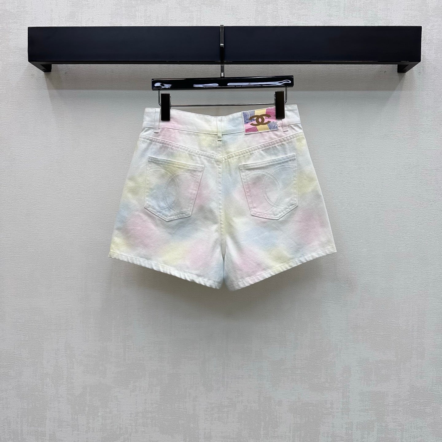 26ss tie-dye beaded denim shorts